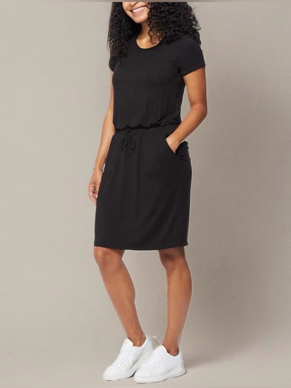 32 DEGREES Cool Women's Short Sleeve Comfy Elastic Waist Lux Dress Medium